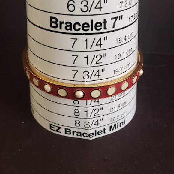 Kate Spade Spot The Spade Red and White Enamel Bangle with Pearl Accents - Picture 4 of 7